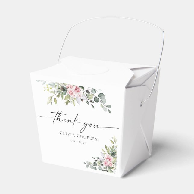 Greenery Blush Pink Baby Shower Favour Box (Front Side)