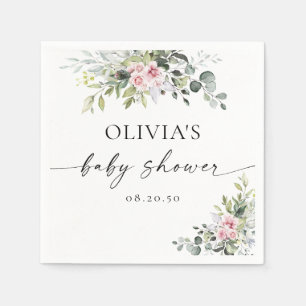 Greenery Blush Pink Baby Shower Paper Napkin