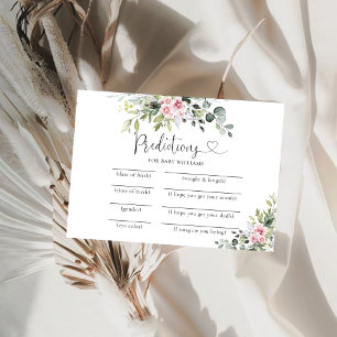 Greenery Blush Pink Baby Shower Predictions Card
