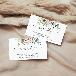Greenery Blush Pink Baby Shower Registry Enclosure Card