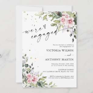 Greenery Blush Pink Engagement Party Invitation