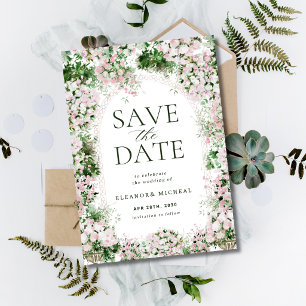 Greenery Blush Pink Floral Arch Garden Wedding Save The Date