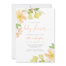 Greenery & Blush Pink Floral Script Baby Shower