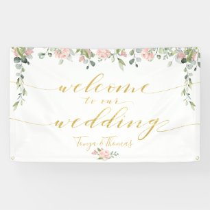 Greenery & Blush Pink Gold Calligraphy Welcome Banner