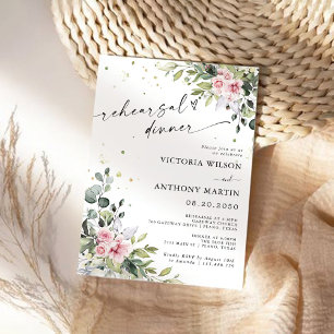 Greenery Blush Pink Rehearsal Dinner Invitation