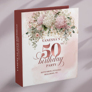 Greenery Blush Rose Gold 50th Birthday Memory Book Binder