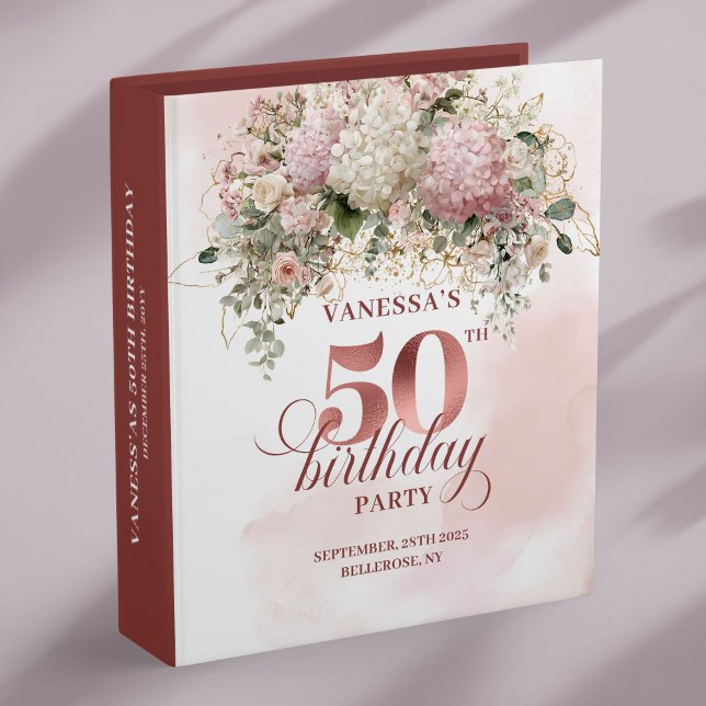 Greenery Blush Rose Gold 50th Birthday Memory Book Binder (Greenery Blush Rose Gold 50th Birthday Memory Book)