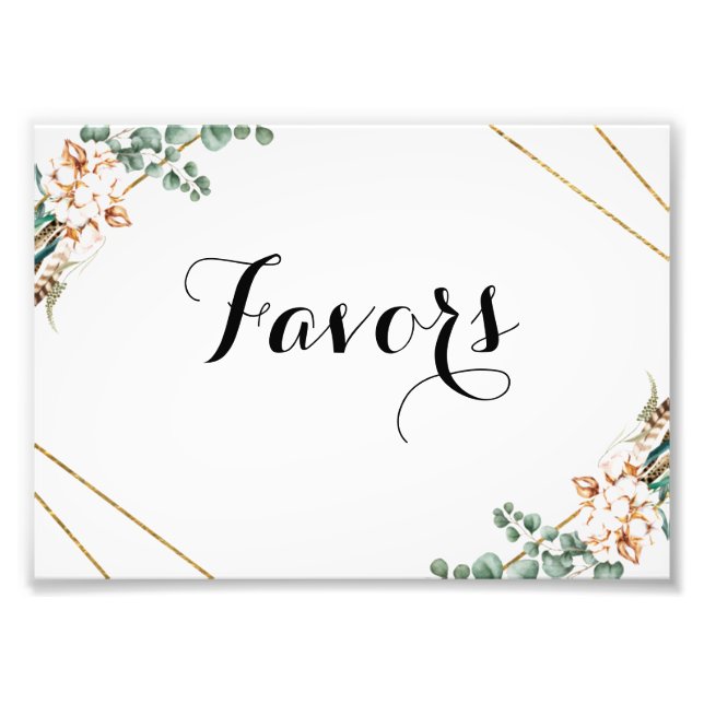Greenery Boho Cotton Eucalyptus Glitter Favour Sig Photo Print (Front)