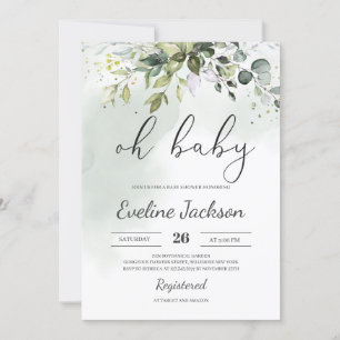 Greenery Boho Oh Baby Shower Invitation Eucalyptus