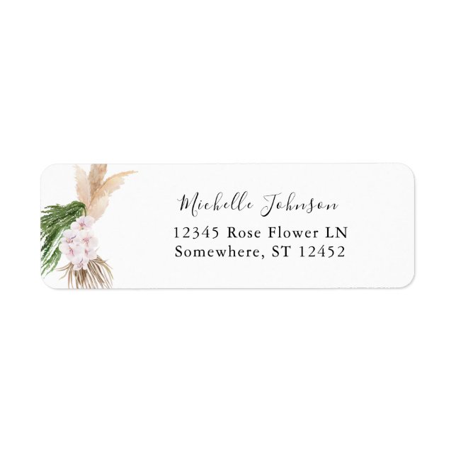 Greenery Boho Tropical Floral 2 Return Address (Front)