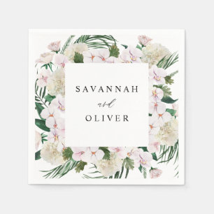 Greenery Boho Tropical Floral Name Napkin