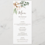 Greenery Boho Wedding Menu Cards<br><div class="desc">Greenery Cotton Boho Wedding Menu. Bohemian style wedding invitation design with watercolor eucalyptus and cotton for your rustic yet elegant wedding.</div>