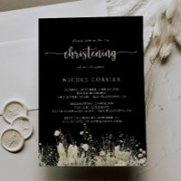 Greenery Boho Wildflower Black Christening 