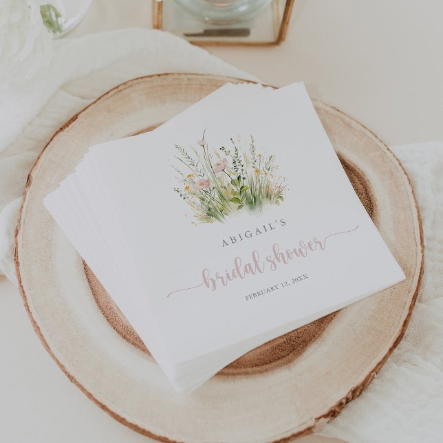 Greenery Boho Wildflower Bridal Shower Napkins (Creator Uploaded)