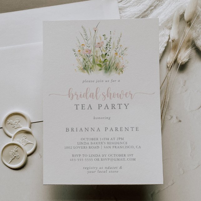 Greenery Boho Wildflower Bridal Shower Tea Party  Invitation (Creator Uploaded)