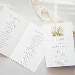 Greenery Boho Wildflower Folded Wedding Program<br><div class="desc">This greenery boho wildflower folded wedding program is perfect for a rustic wedding. The design features watercolor pink,  blush,  yellow,  and white wildflowers arranged in elegant bouquets.

Include a quote or short message,  order of service,  wedding party and thank you message.</div>