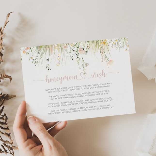 Greenery Boho Wildflower Honeymoon Wish Enclosure Card (Creator Uploaded)