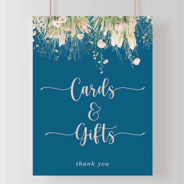 Greenery Boho Wildflower Navy Cards and Gifts Sign (Creator Uploaded)