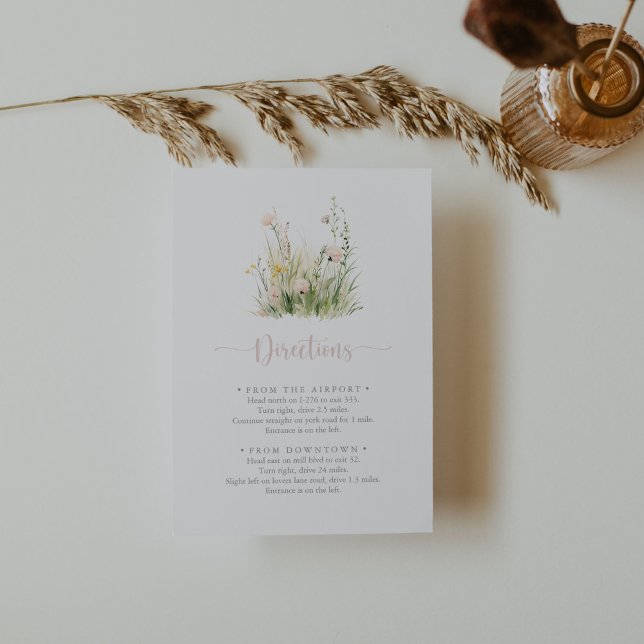 Greenery Boho Wildflower Wedding Directions  Enclosure Card (Creator Uploaded)