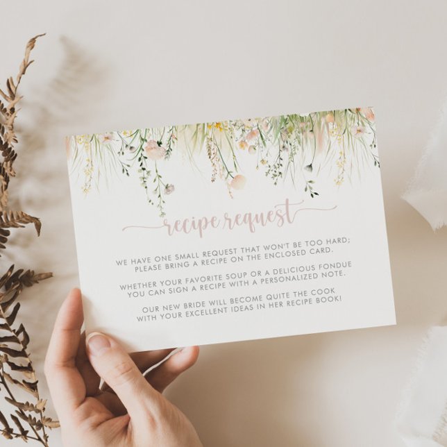 Greenery Boho Wildflower Wedding Recipe Request  Enclosure Card (Creator Uploaded)