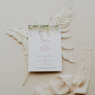 Greenery Boho Wildflower Wedding  Save The Date