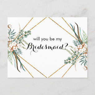 Greenery Boho Will You Be My Bridesmaid Card