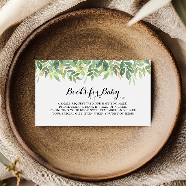 Greenery Botanical Baby Shower Book Request Enclosure Card (Creator Uploaded)