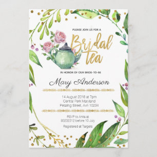 Greenery Botanical Bridal Tea Party Invitation