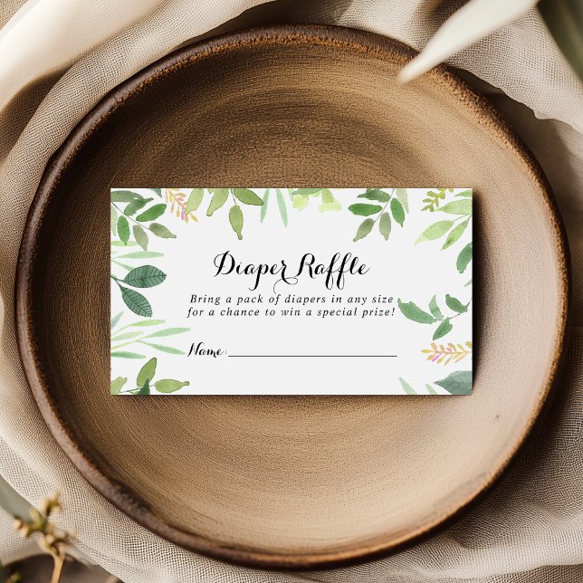 Greenery Botanical Foliage Diaper Raffle Ticket Enclosure Card (Creator Uploaded)
