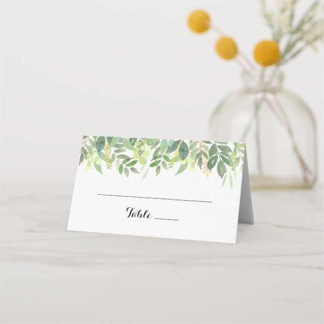 Greenery Botanical Foliage Wedding Place Card (Front)