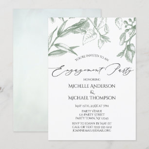 Greenery Botanical Leaves Engagement Party Invitation