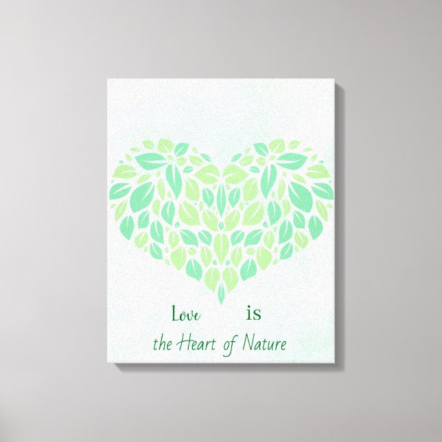 Greenery Botanical Leaves Watercolor Heart Poster Canvas Print (Front)