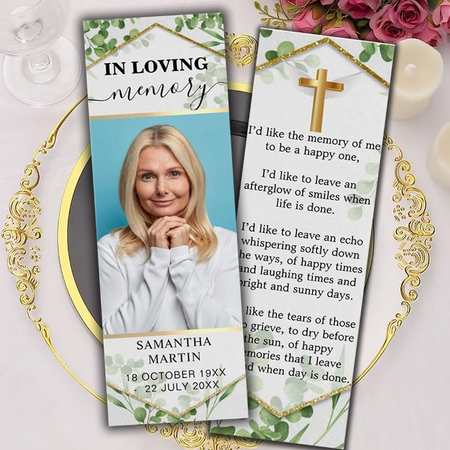  Greenery Botanical Memorial Funeral Bookmark (Creator Uploaded)
