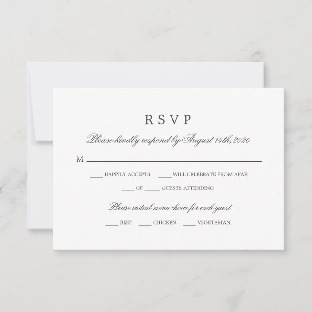 Greenery | Botanical Reply with Meal Choice RSVP Card (Front)