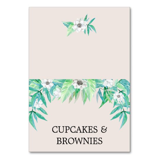 Greenery Botanical Wreath & Flower Food Tent Cards