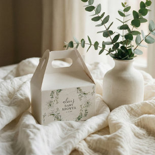 Greenery Botanical Wreath Script Baby Shower Favor Box
