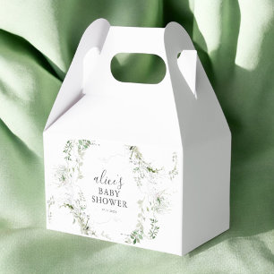 Greenery Botanical Wreath Script Baby Shower Favor Box