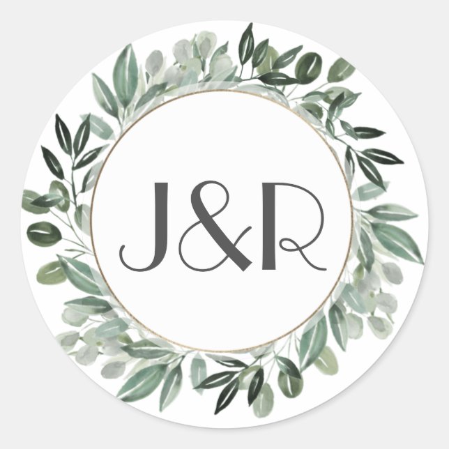 Greenery Bouquet, Rich dark Green,  Monogram Label (Front)