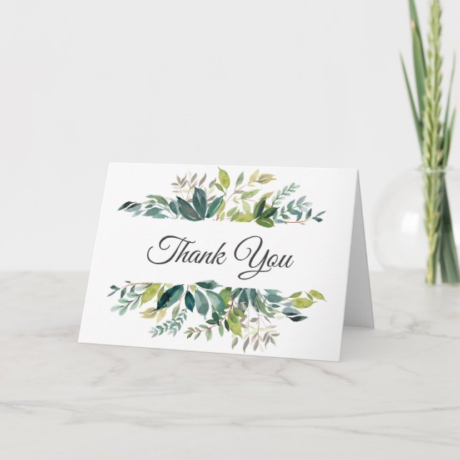 Greenery Bouquet Wedding Photo Thank You (Front)