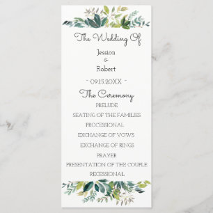 Greenery Bouquet Wedding Program