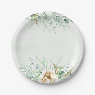 Greenery Boy Baby Shower Paper Plate