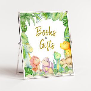 Greenery Boy Dinosaur Baby Shower Books and Gifts Poster