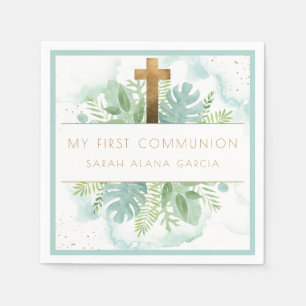 Greenery Boy/Girl First Communion Blue Mint Napkin