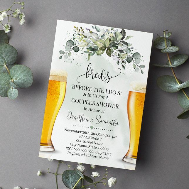 Greenery Brews Before I do Couples Shower Invitation (Creator Uploaded)