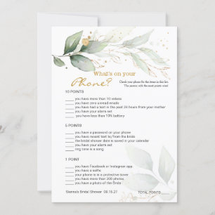 Greenery Bridal Phone game/Wedding Scramble Invitation