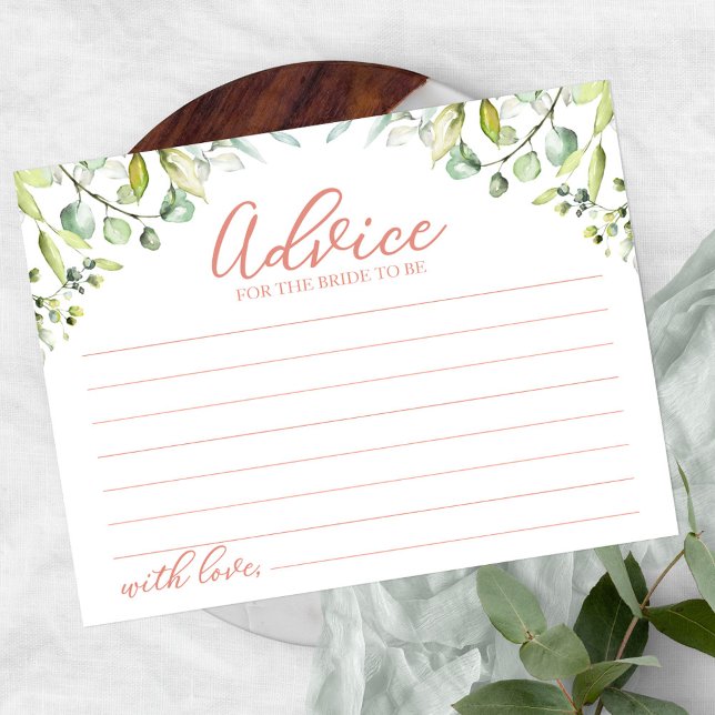 Greenery Bridal Shower Advice Cards (Creator Uploaded)