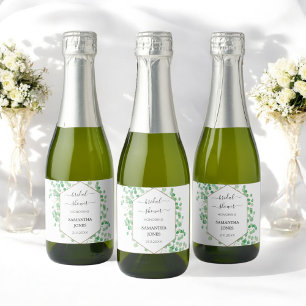 Greenery Bridal Shower Elegant Mini Sparkling Wine Label