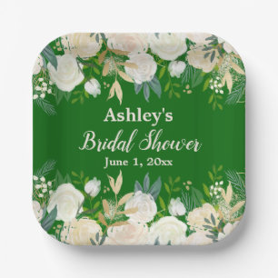 Greenery Bridal Shower Emerald Engagement Party Paper Plate