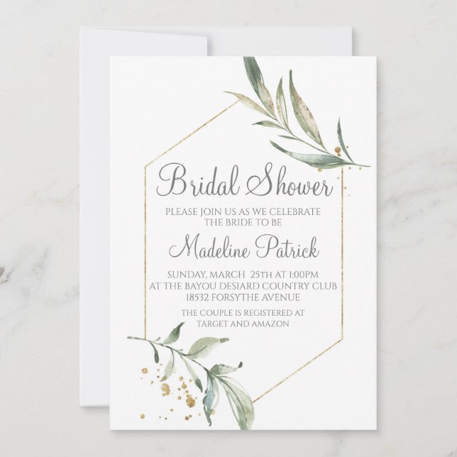 Greenery Bridal Shower Invitation (Front)
