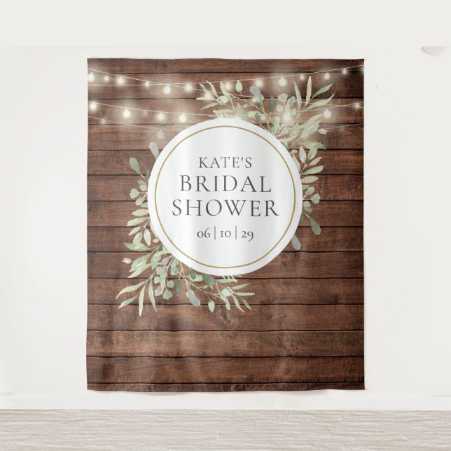 Greenery Bridal Shower Photo Booth Backdrop Tapestry (Front)